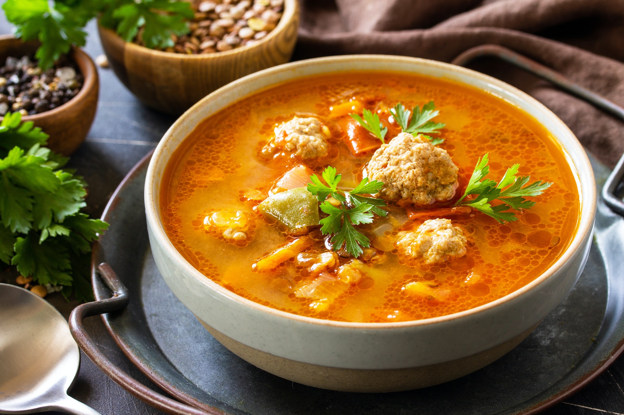 Clube da Horta - Sopa de lentilha, de tomate com almôndegas e legumes